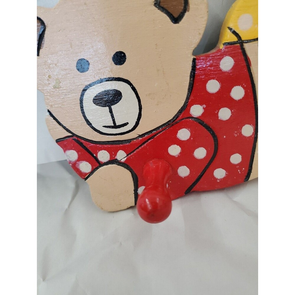 Vntg. Coat Rack Teddy Bear Trio (3 Hook) Primary‎ Colors/Children's/GrannyCore - Picture 7 of 16